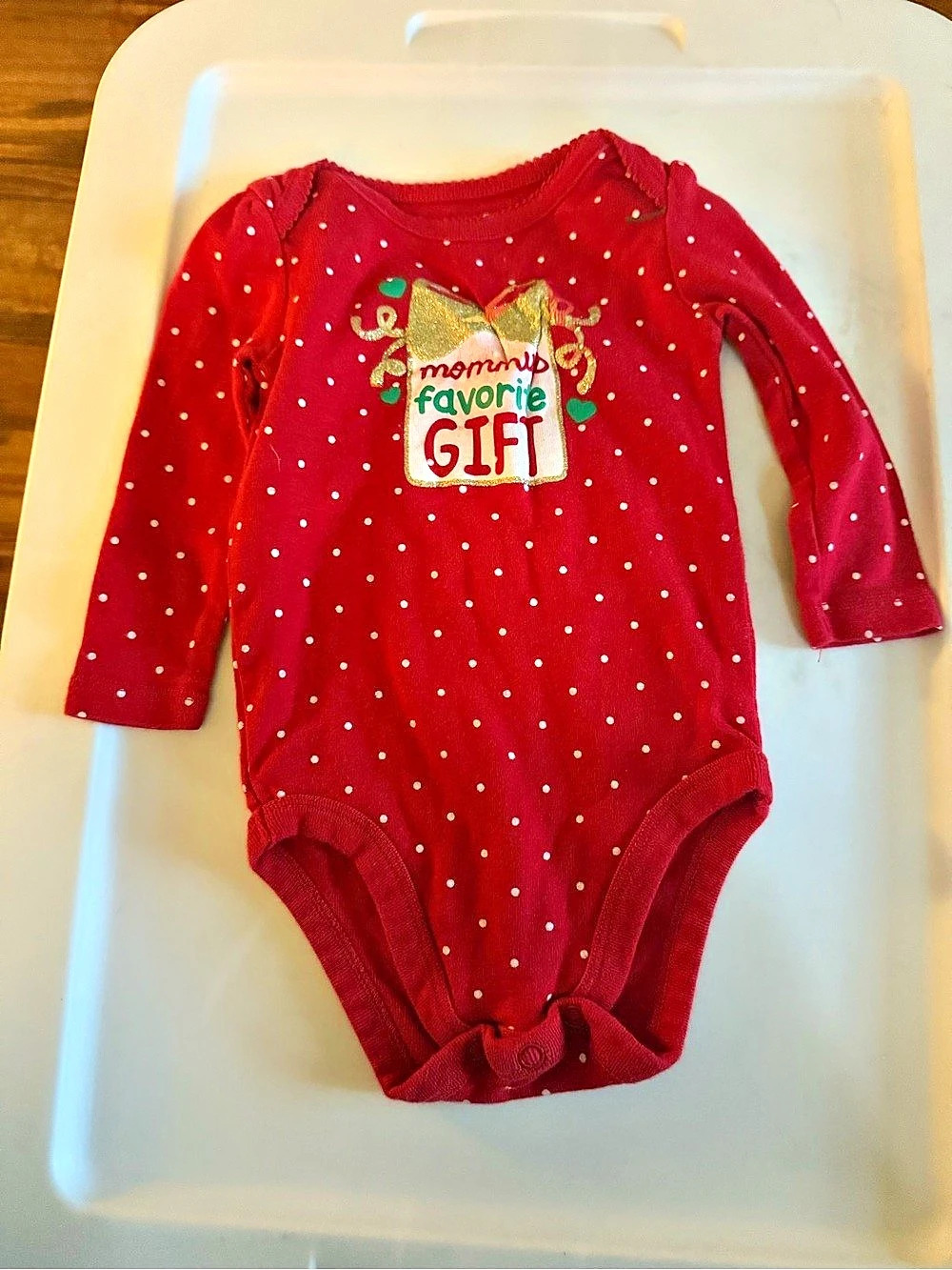Carter's Mommy's Favorite Gift Christmas Bodysuit Red Polka Dot